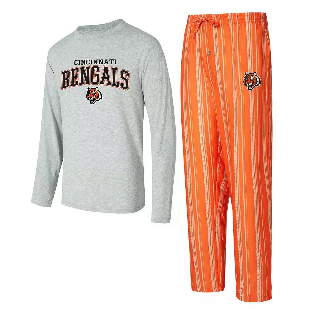 Men's Concepts Sport Cincinnati Bengals Petition Long Sleeve T-Shirt & Pants Sleep Set, Size: XL, Orange Product Image