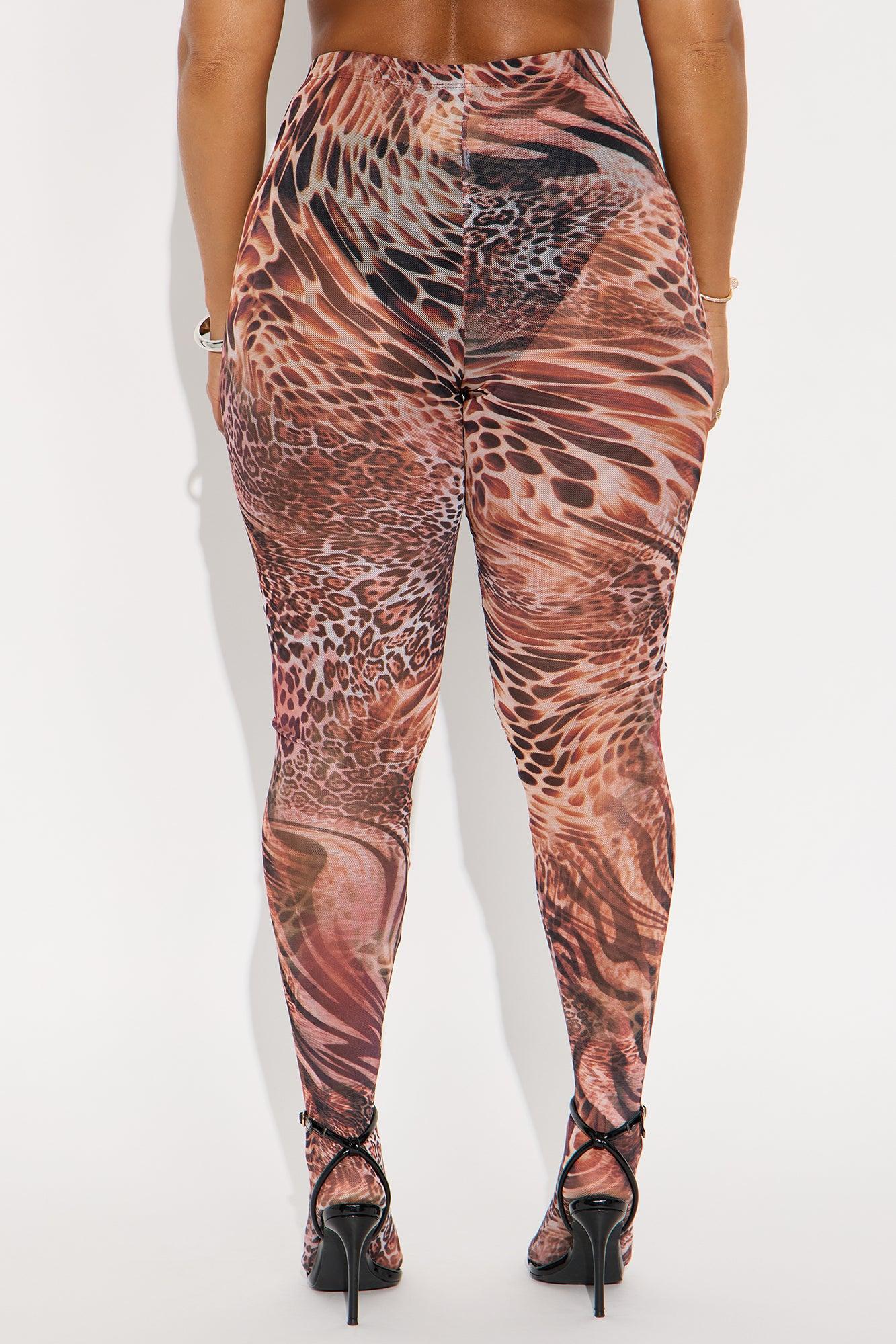 Fierce Attitude Leopard Mesh Footed Legging - Leopard Female Product Image