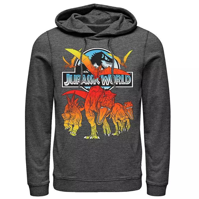 Men's Jurassic World Two Dino Charging Comic Pop Hoodie, Size: Large, Athletic Grey Product Image