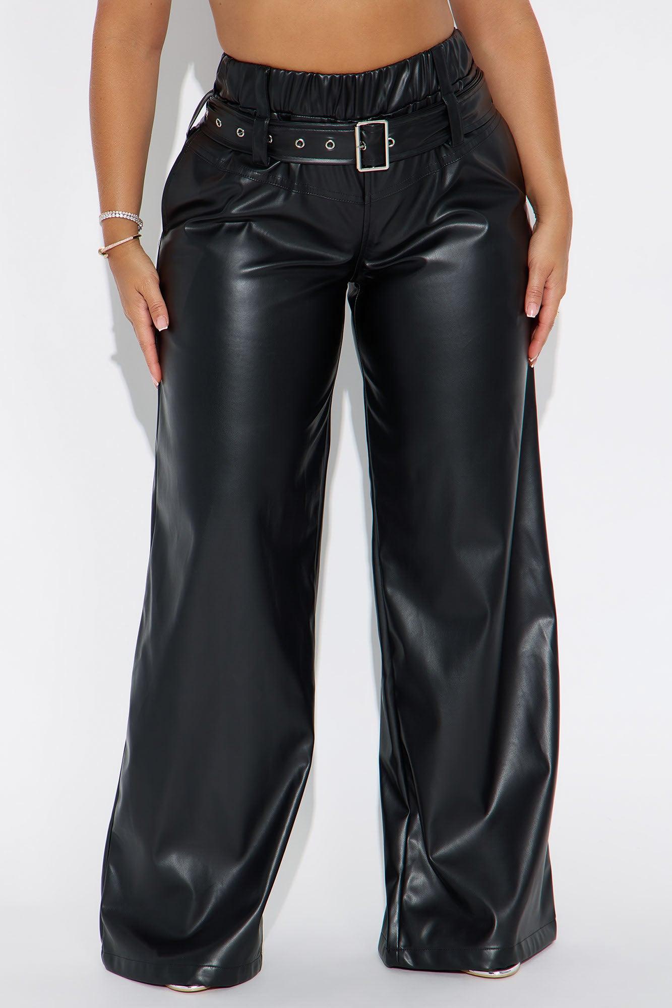 Set Standards Faux Leather Wide Leg Pant - Black Female Product Image
