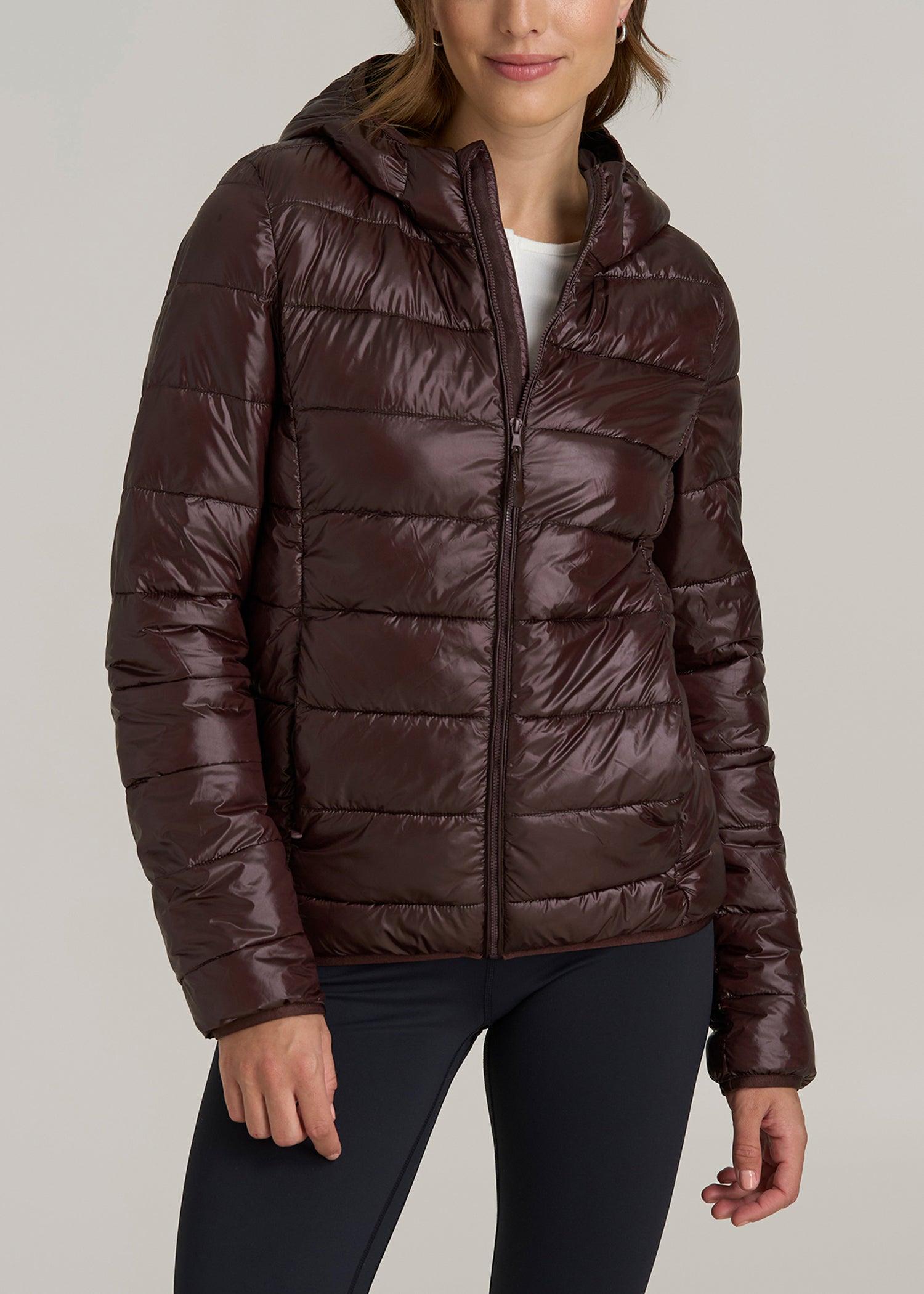 Packable Short Puffer Jacket for Tall Women in Oxblood Female Product Image