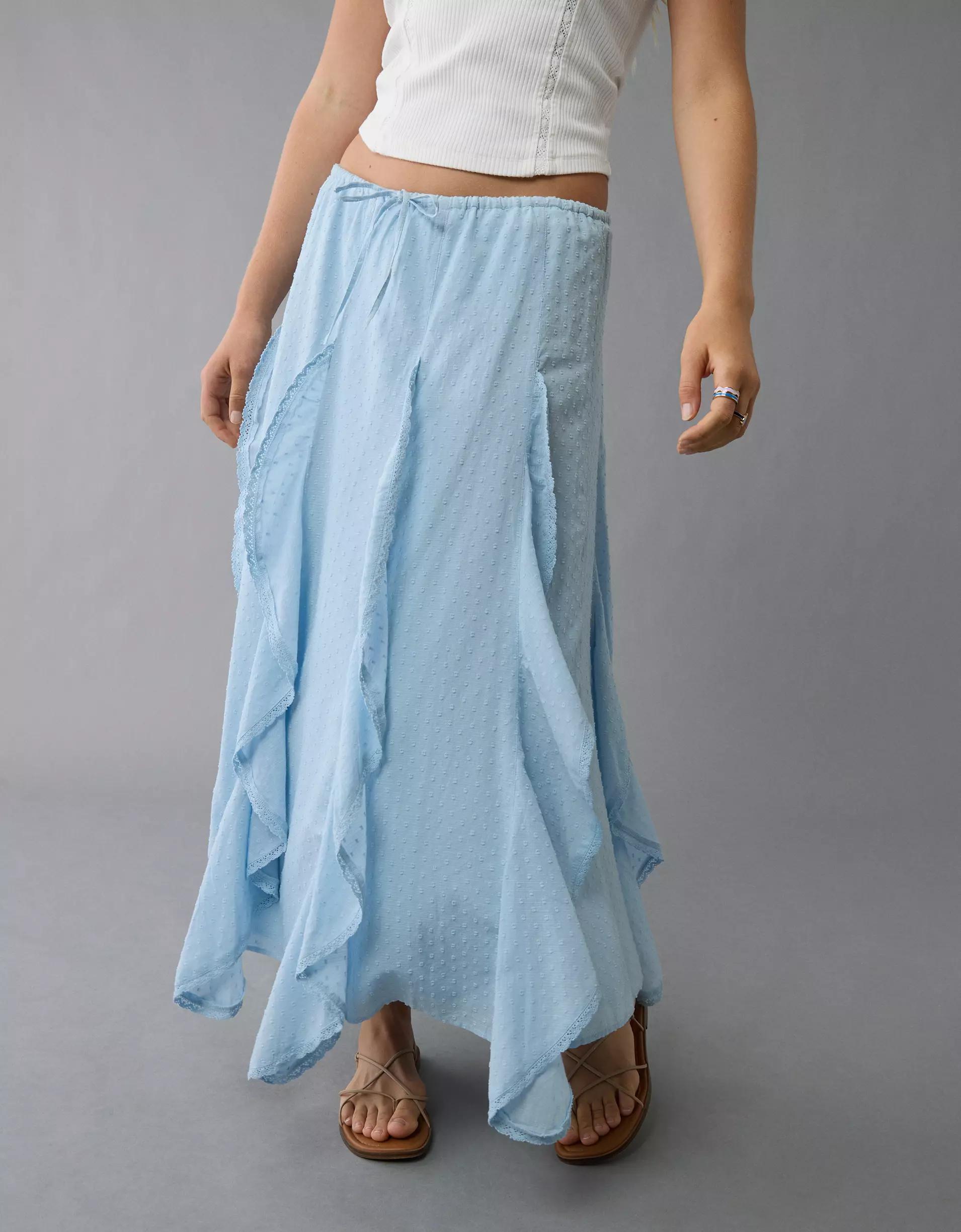 AE High-Waisted Cascade Ruffle Maxi Skirt Product Image