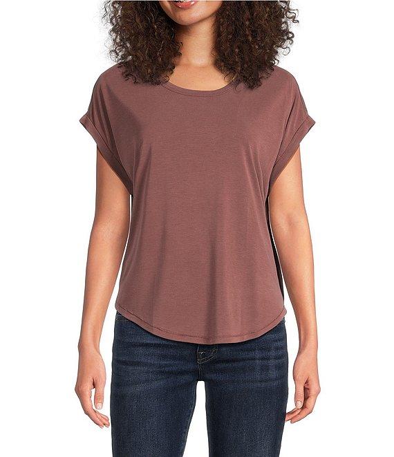 Lucky Brand Scoop Neck Short Sleeve Slouchy Round Hem T-Shirt Product Image