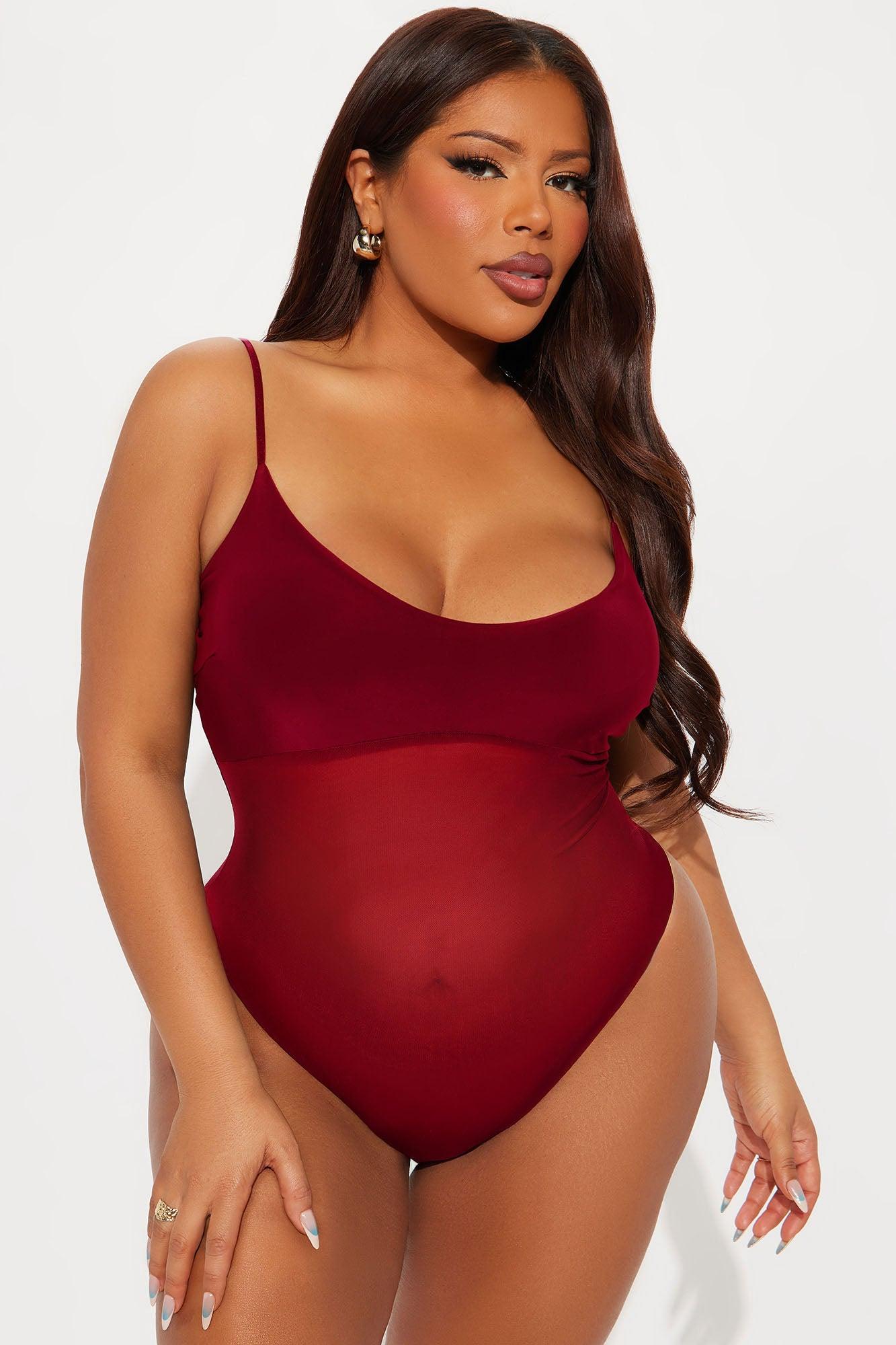 Calypso Sheer Mesh Bodysuit - Red Female Product Image