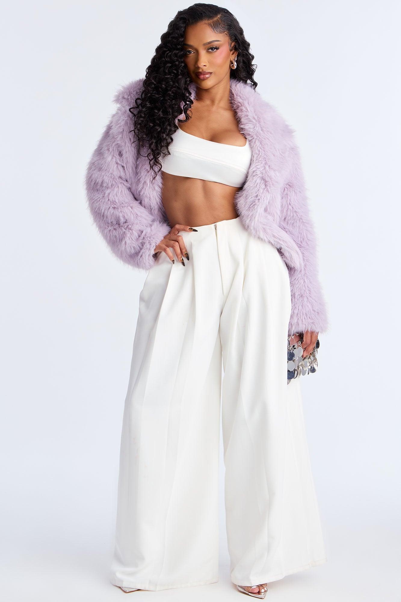 Kennedy Faux Fur Coat - Lilac Female Product Image