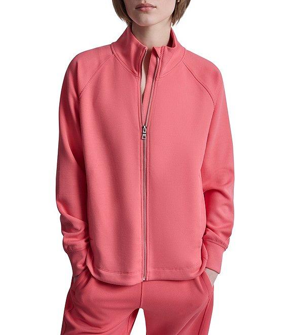 DKNY Sport by Donna Karan Coordinating Highline Rib Knit Mock Neck Long Sleeve Front Full Zip Jacket Product Image