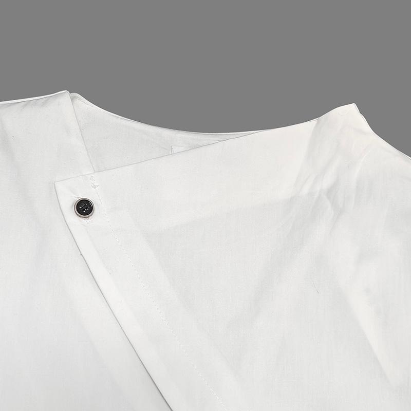 Long Sleeves Asymmetric Buttoned Split-Front Blouses&Shirts Tops Product Image