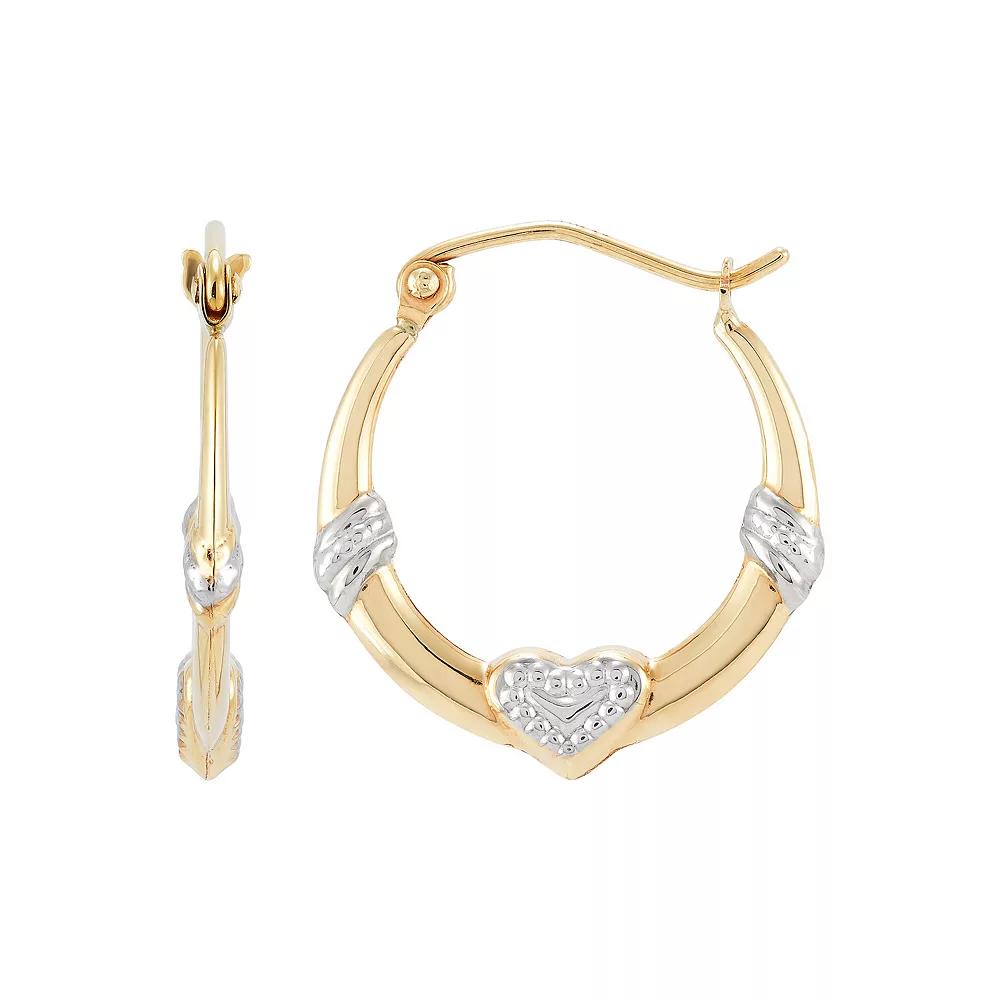 Everlasting Gold 10k Gold Heart Hoop Earrings, Womens Product Image