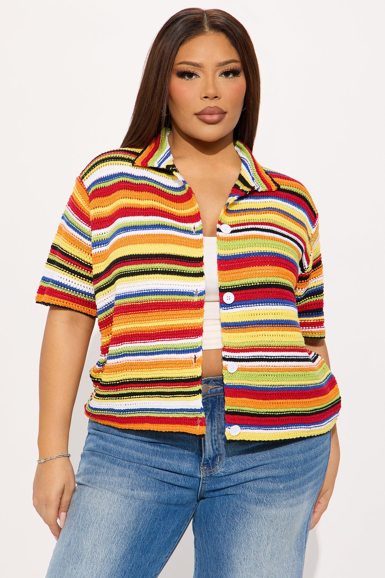 Vivid Dreams Short Sleeve Crochet Cardigan - Multi Color Product Image