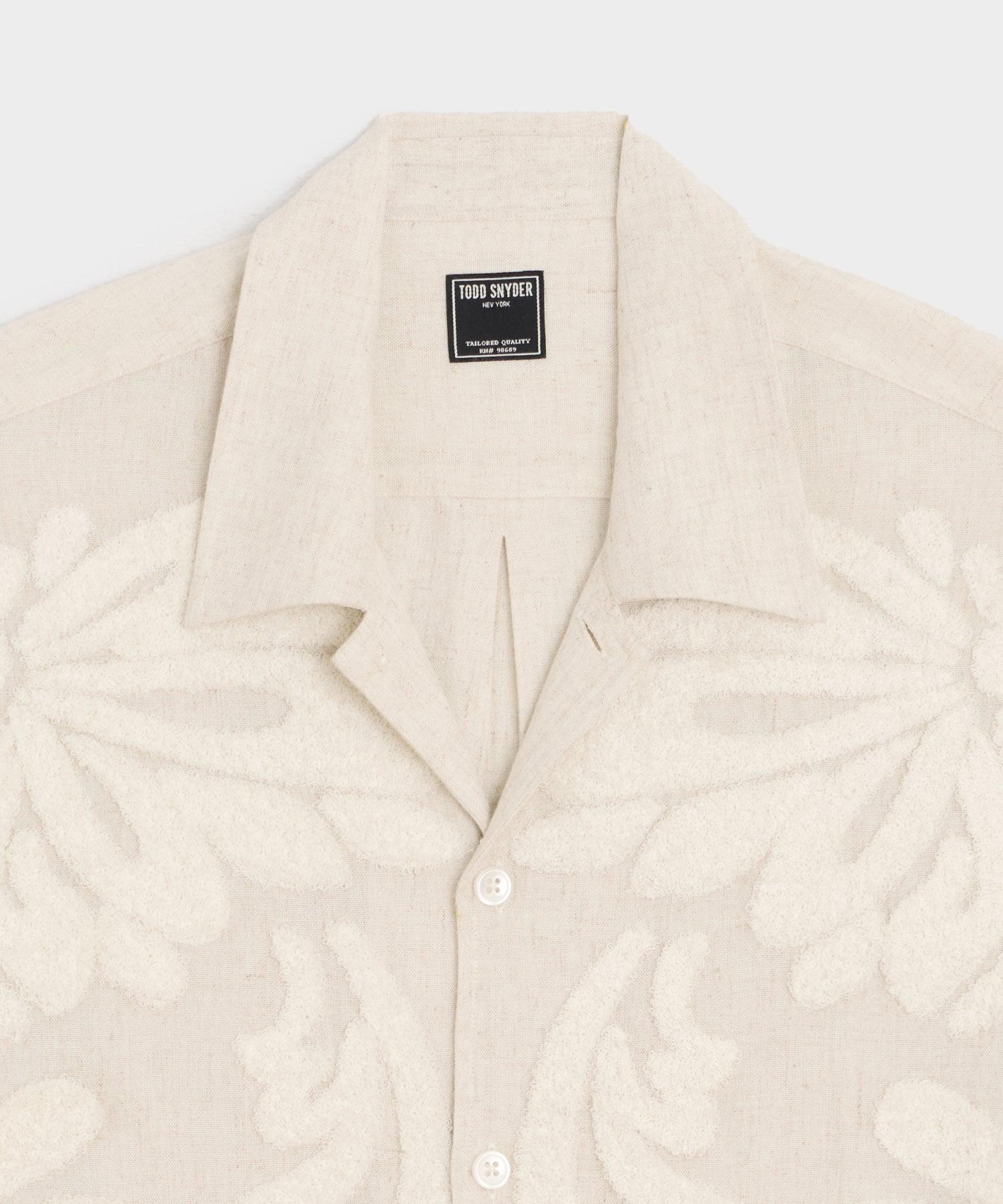 Embroidered Palm Leaf Camp Collar Shirt Product Image