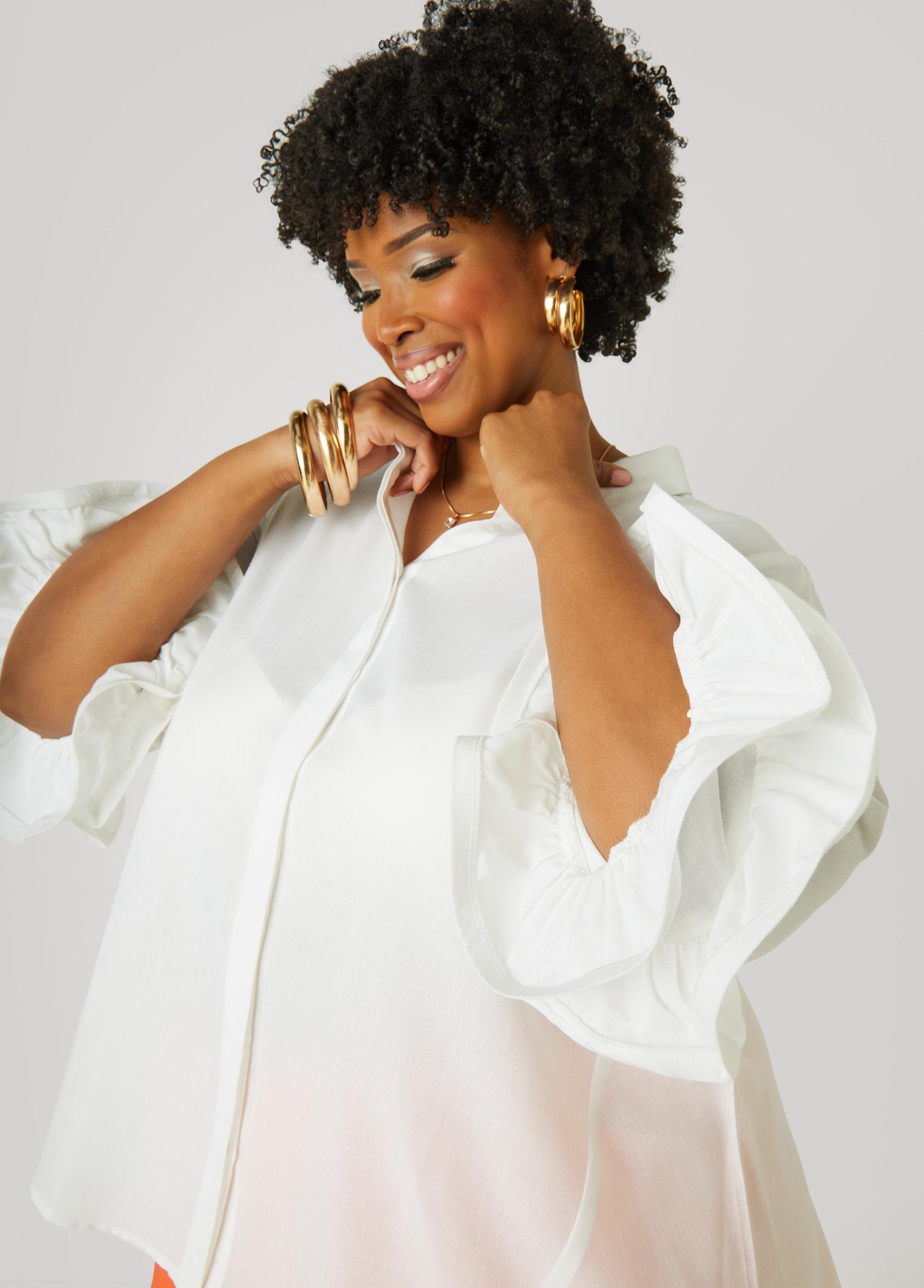 Ruffle Sleeved Shirt Product Image