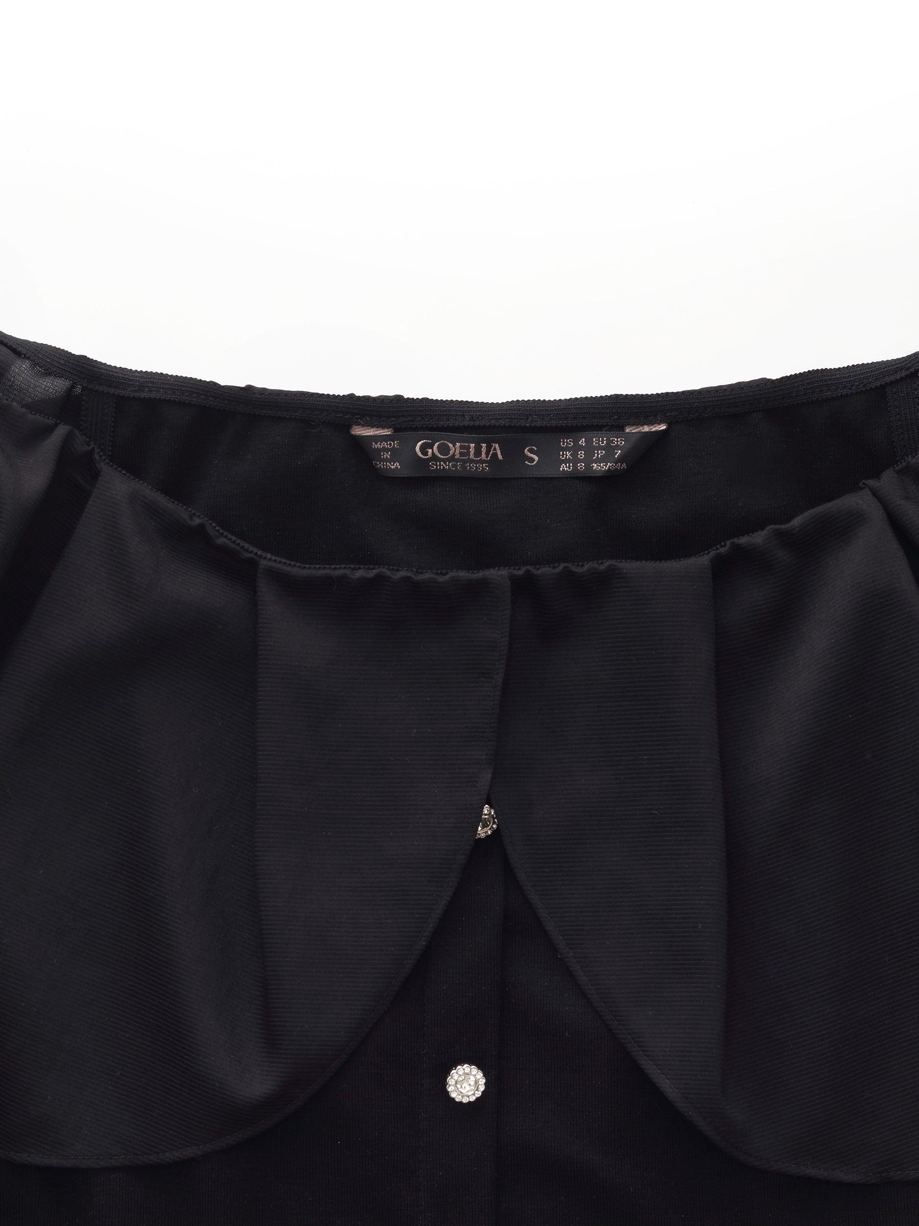 Tencel Blend Convertible Neckline Women Ruffled Top Product Image