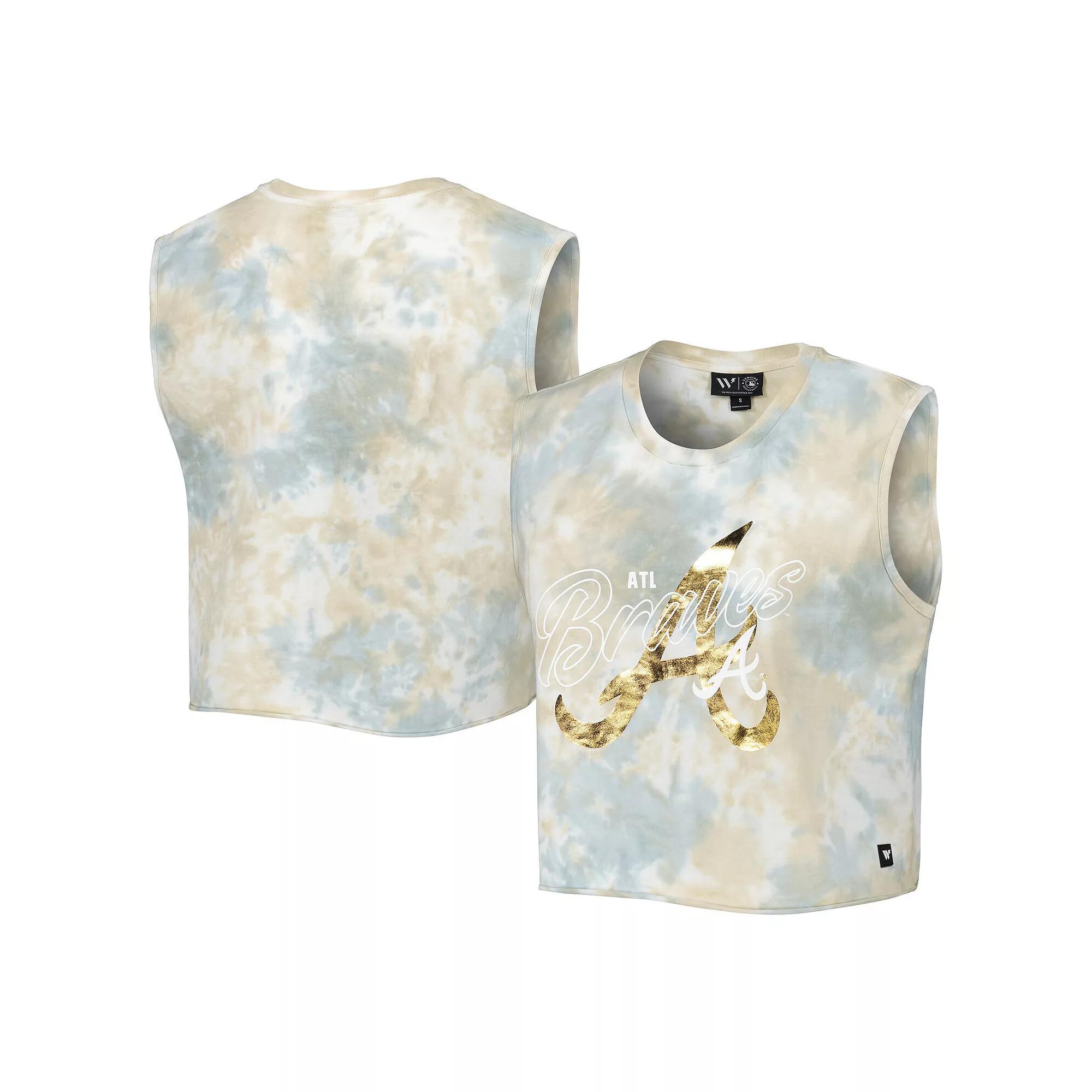 Women's The Wild Collective White Atlanta Braves Washed Muscle Tank Top, Size: Medium Product Image