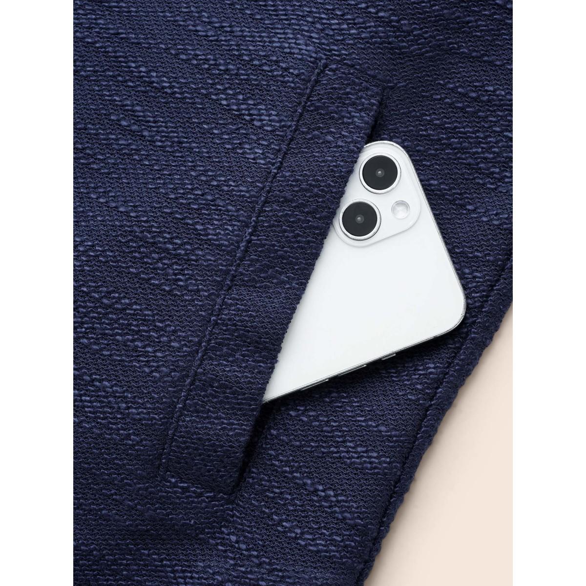 Plus Size Texture Drawstring Pocket Hooded Sweatshirt Women DarkBlue Casual Texture Loose Hooded Everyday Sweatshirts BloomChic 14-16/1X Product Image