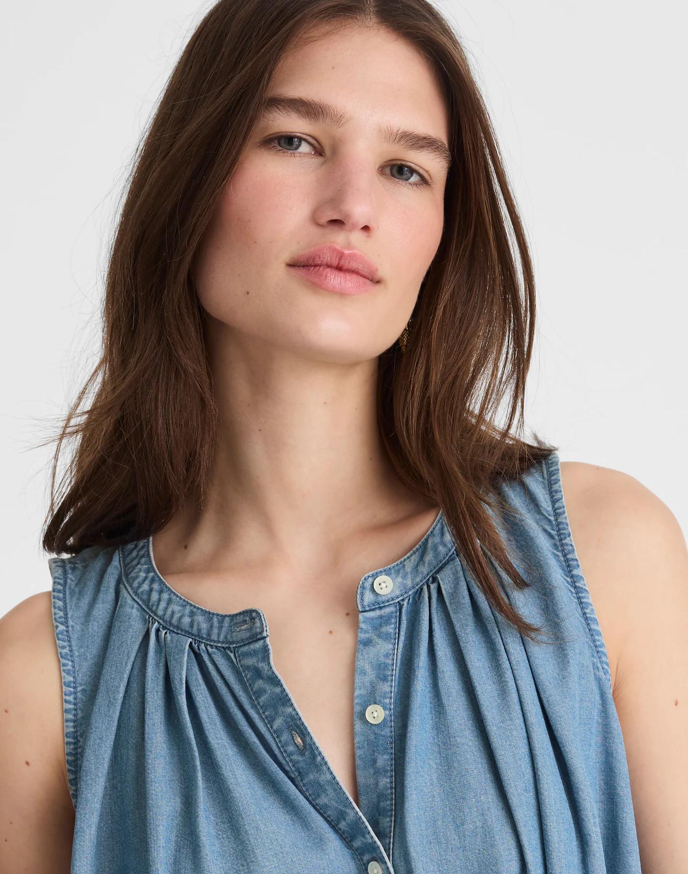 Button-Front Tank in Ashbury Wash: Airy Denim Edition Product Image