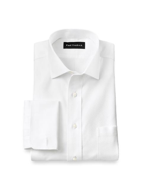 Non-Iron Cotton Twill Spread Collar French Cuff Dress Shirt - White Product Image