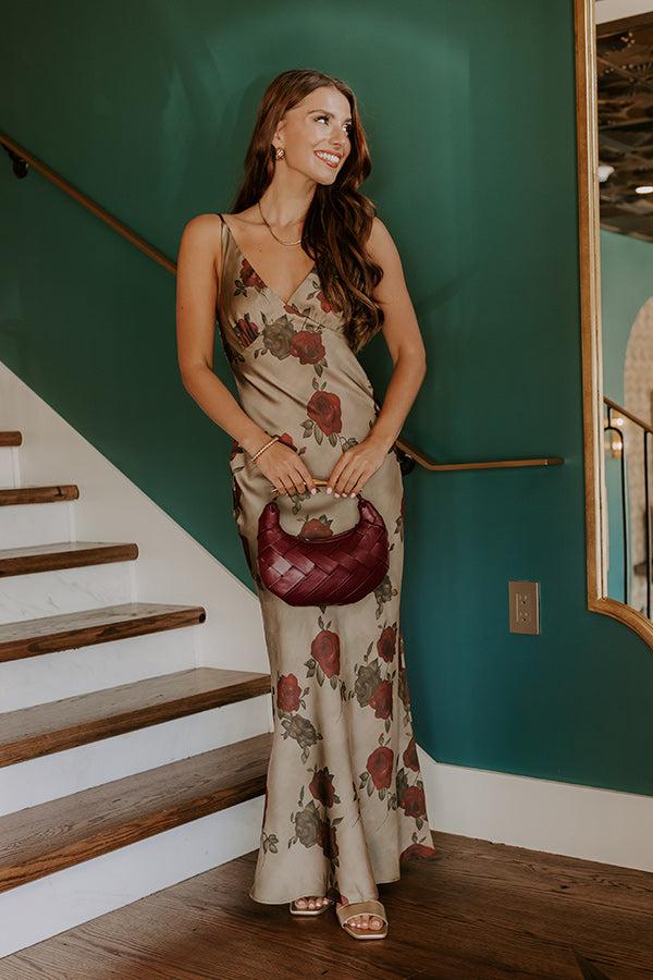 Midnight Garden Satin Floral Maxi Dress Product Image