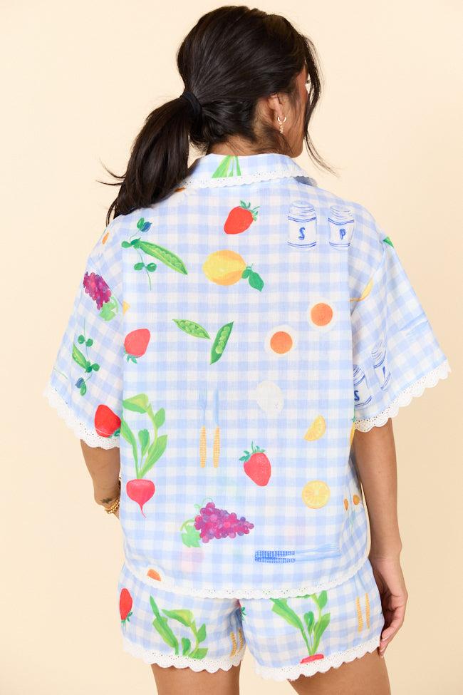 Picnic After Dark Blue Pajama Set FINAL SALE Product Image