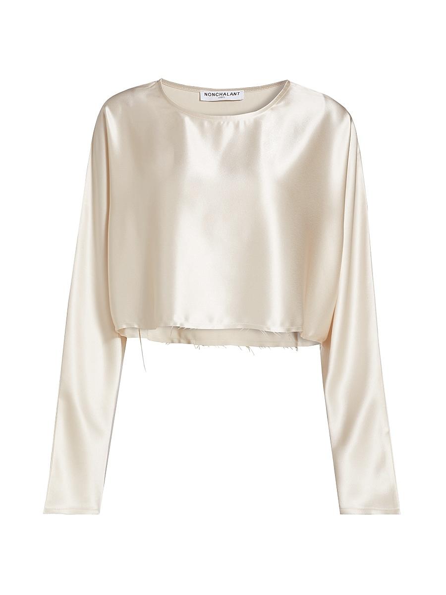 Womens Emilia Satin Crop Blouse Product Image
