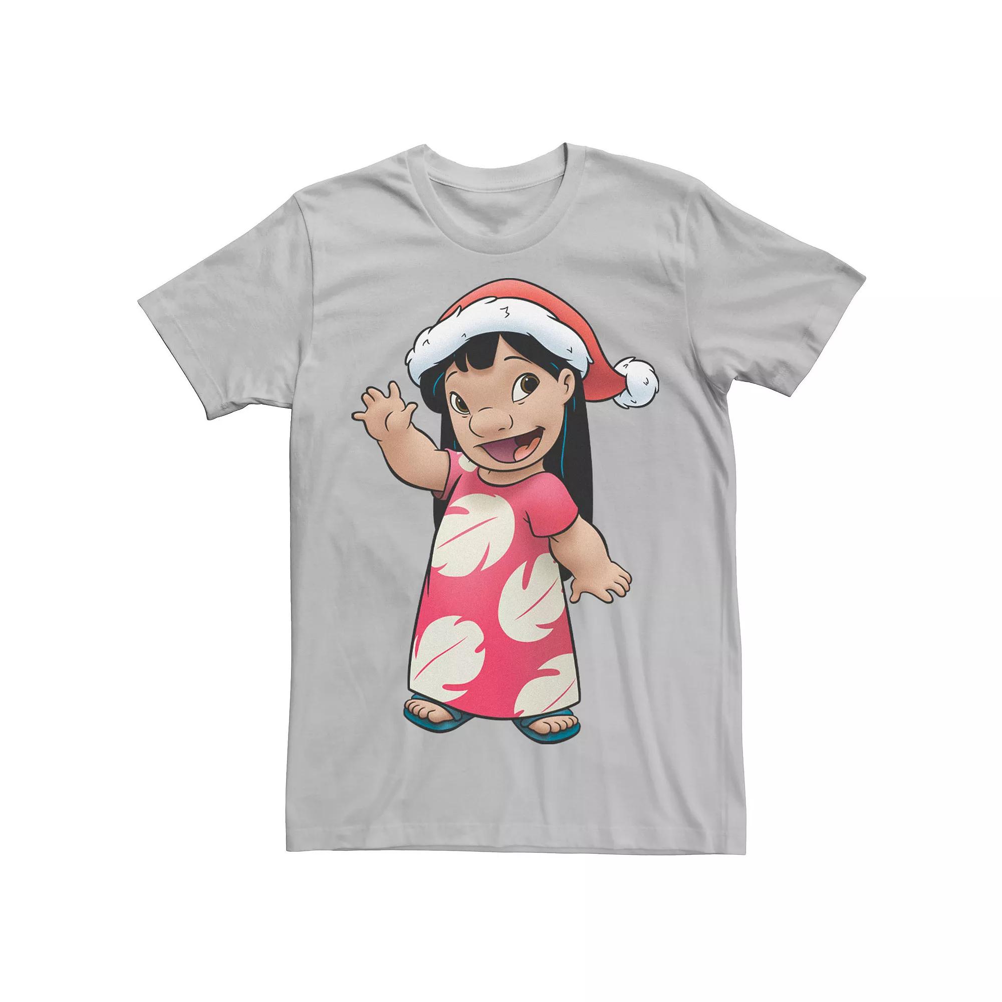 Disney's Lilo & Stitch Christmas Lilo Santa Hat Portrait Men's Tee,  Product Image