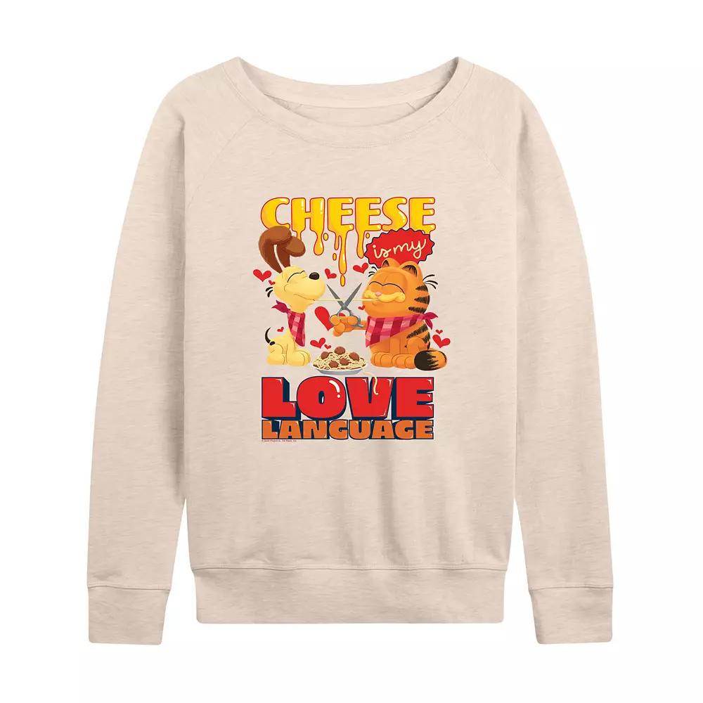 Women's The Garfield Movie Love Language French Terry Long Sleeve Tee,  Product Image