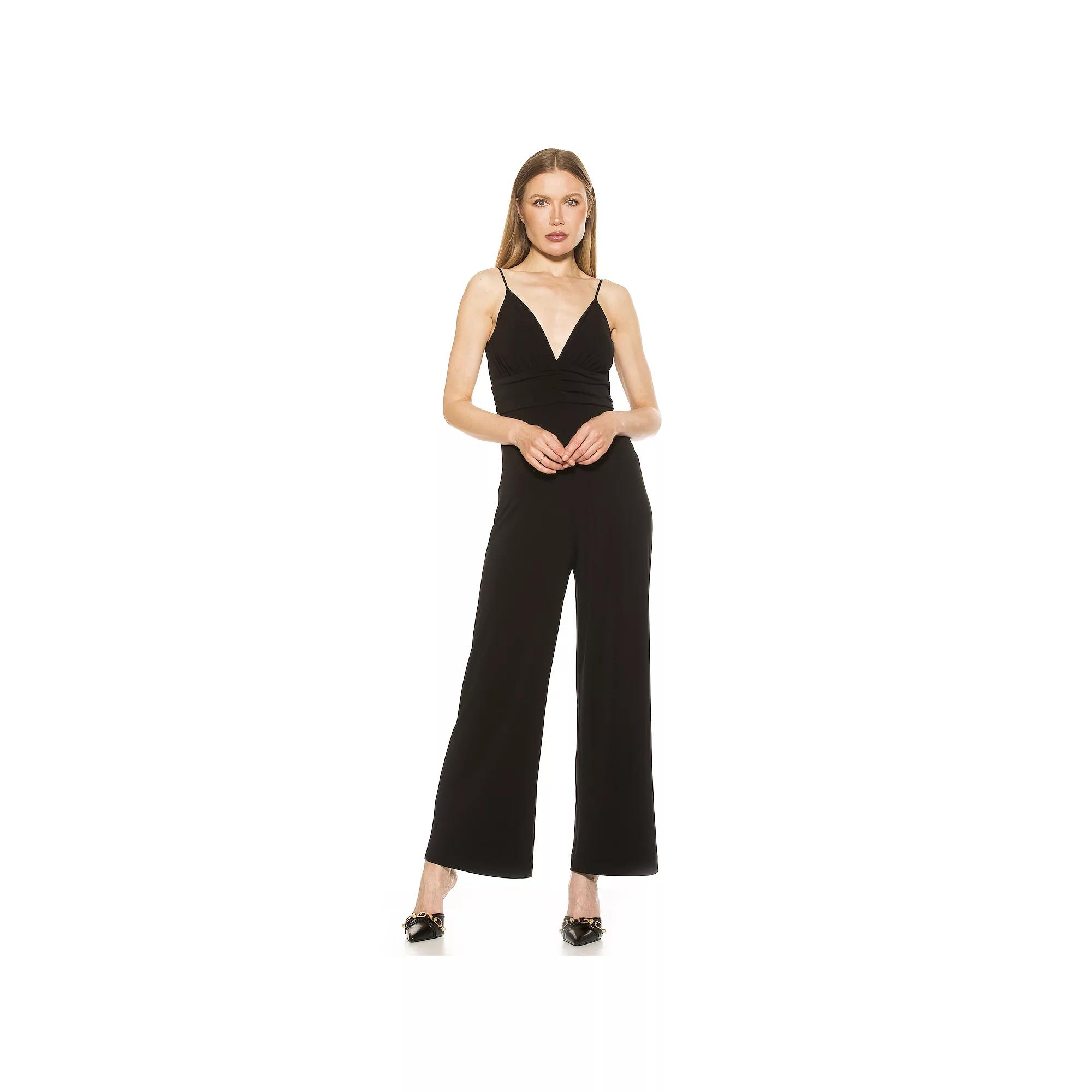 Women's ALEXIA ADMOR Eline V-Neck Wide-Leg Jumpsuit, Size: 10, Black Product Image