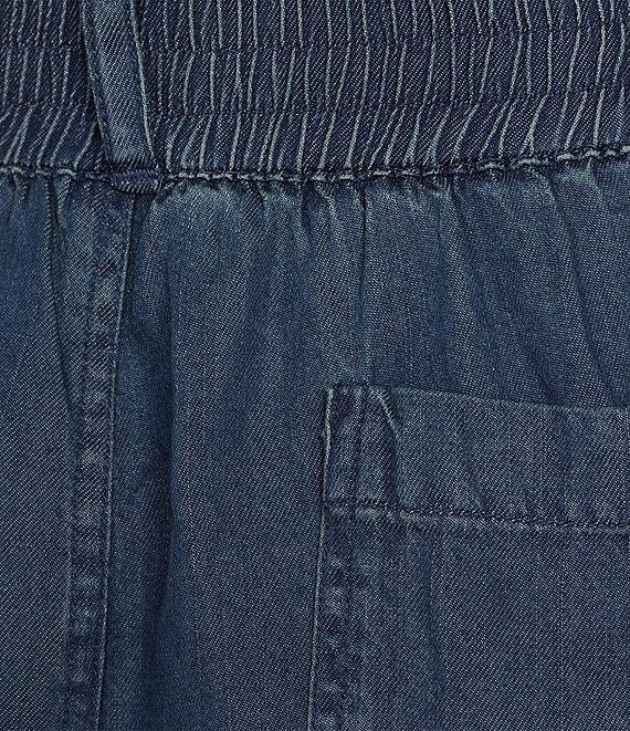 JOHNNY WAS Jane Lightweight Denim Smocked Waist Embroidered Tapered Leg Cargo Ankle Pants Product Image