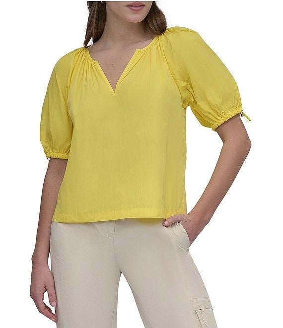 DKNY by Donna Karan V-Neck Bungee Sleeve Top Product Image