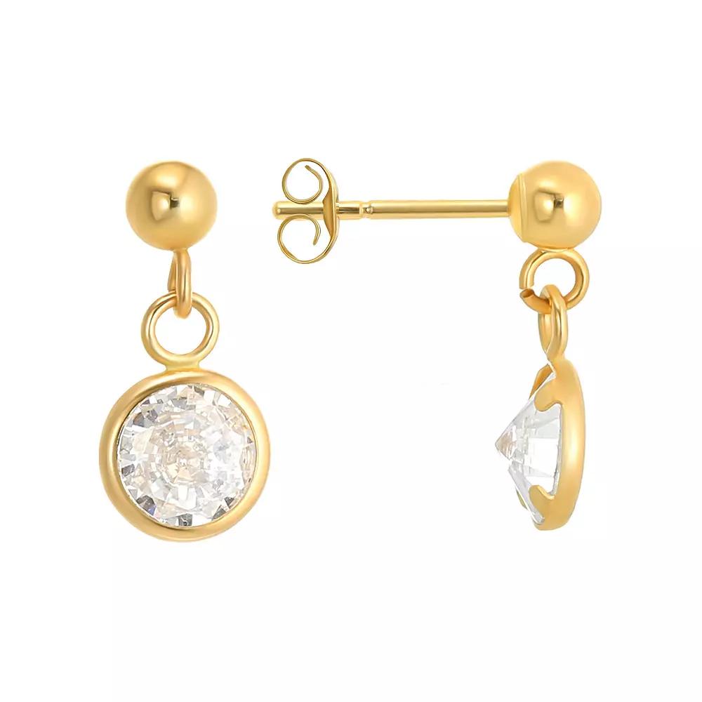 Taylor Grace 10k Gold Cubic Zirconia Bezel Drop Earrings, Women's Product Image