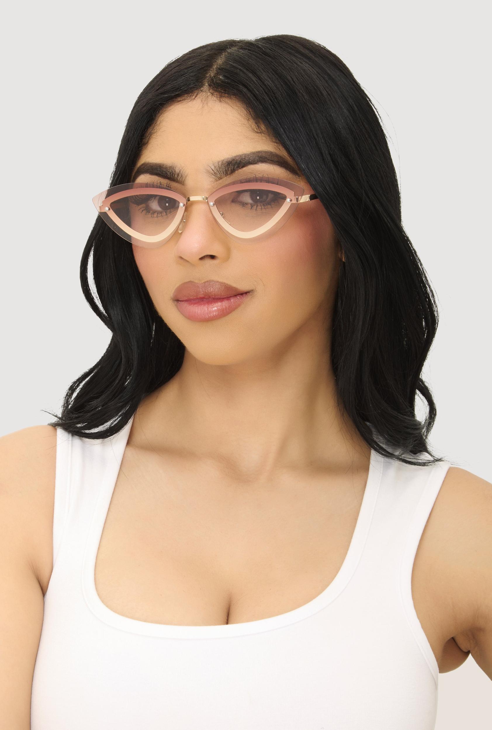 Rimless Cat Eye Sunglasses Unisex Product Image