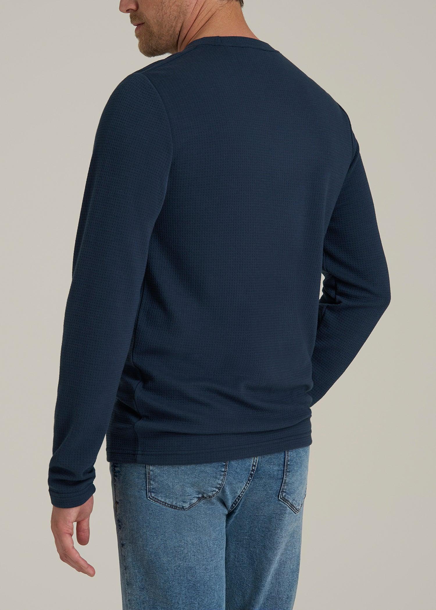 Cloud Knit Waffle Long Sleeve for Tall Men in Navy Blue Male Product Image