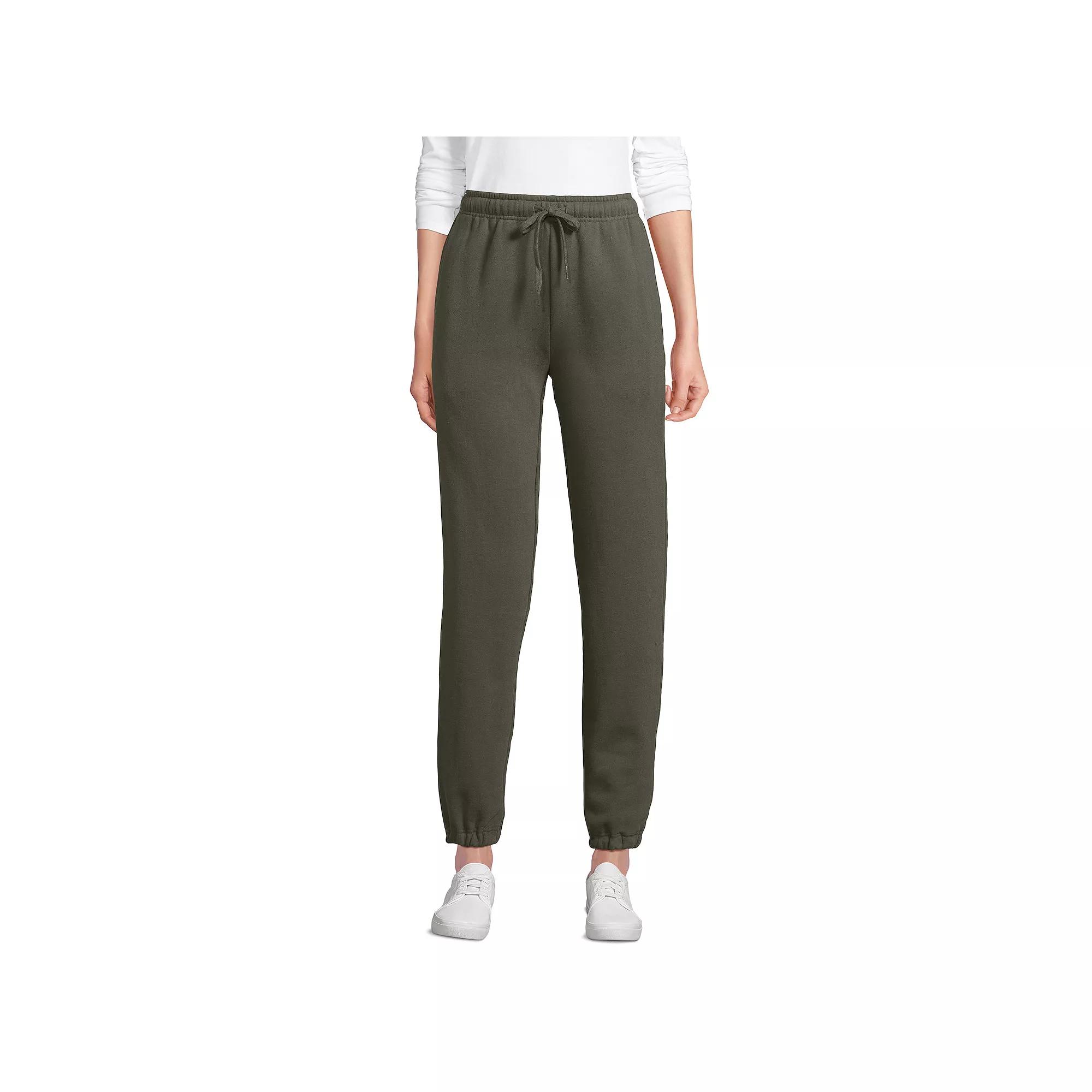 Petite Lands' End Fleece High-Rise Jogger Pants, Women's,  Product Image