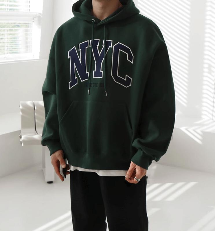 RT No. 11065 NYC EMBROIDERED LETTERED PULLOVER HOODIE Product Image