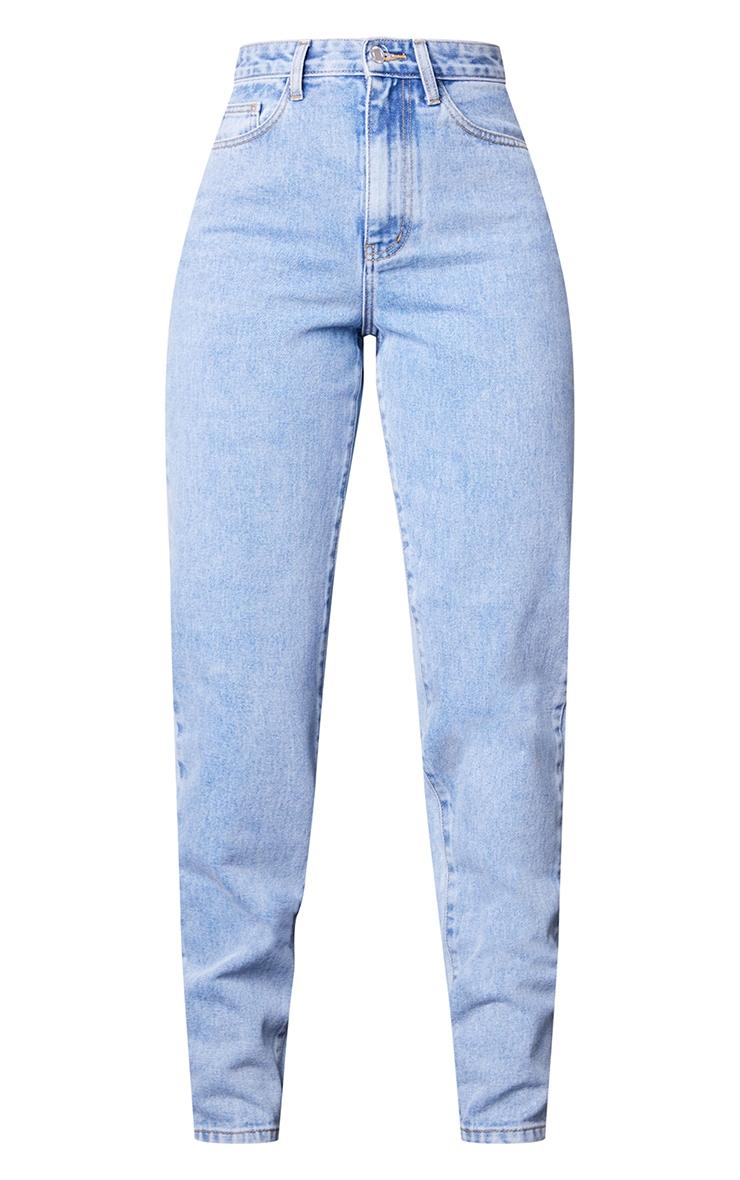 PRETTYLITTLETHING L32 Light Blue Wash Mom Jeans Product Image