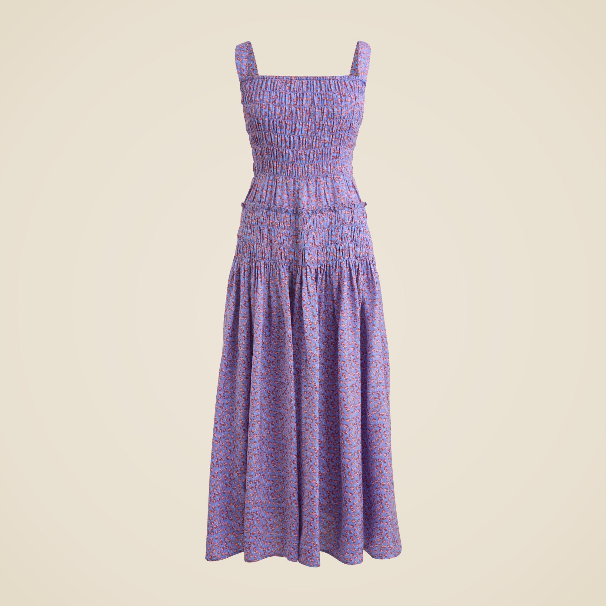 Smocked midi dress in summer fields print Product Image