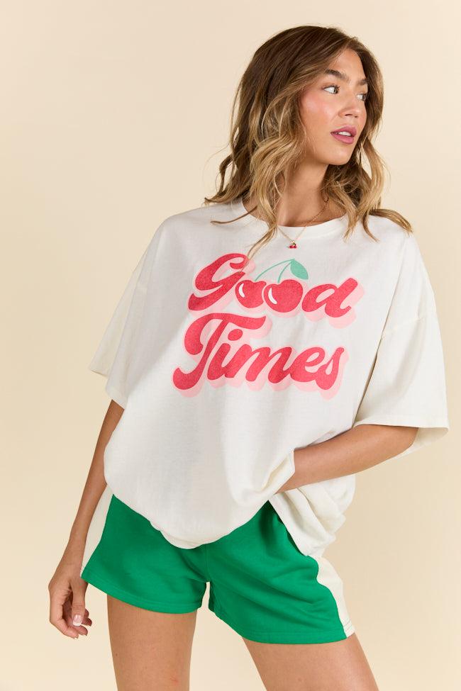 Good Times Cherry Off White Oversized Graphic Tee Product Image