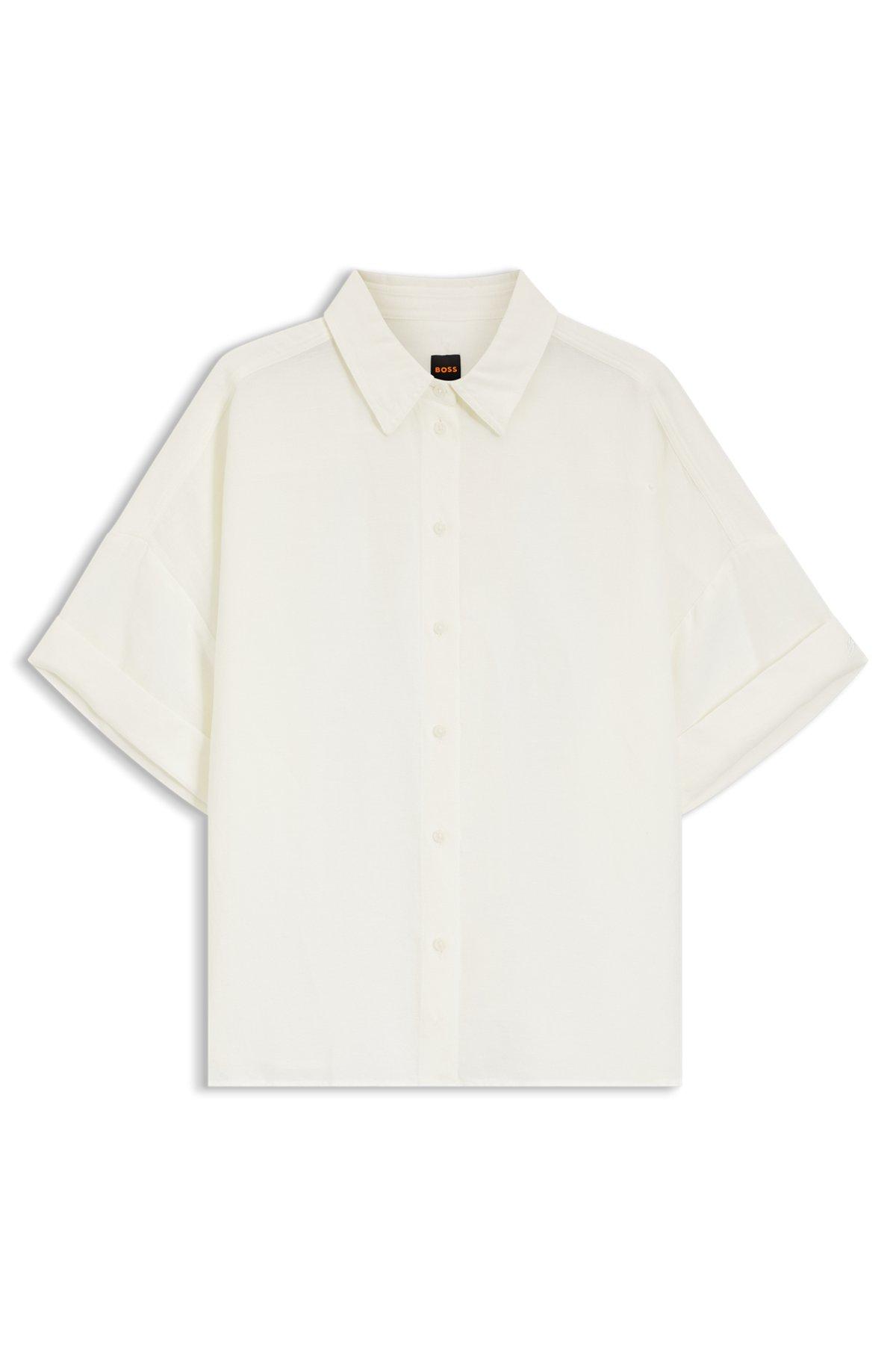 Regular-fit blouse with rolled cuffs Product Image