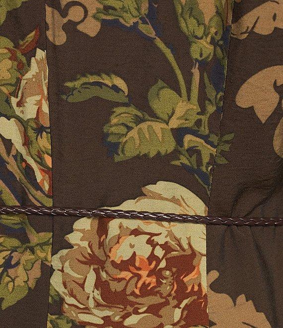 ASTR the Label Lavena Floral Print Belted V-Neck Short Puff Sleeve Midi Dress Product Image