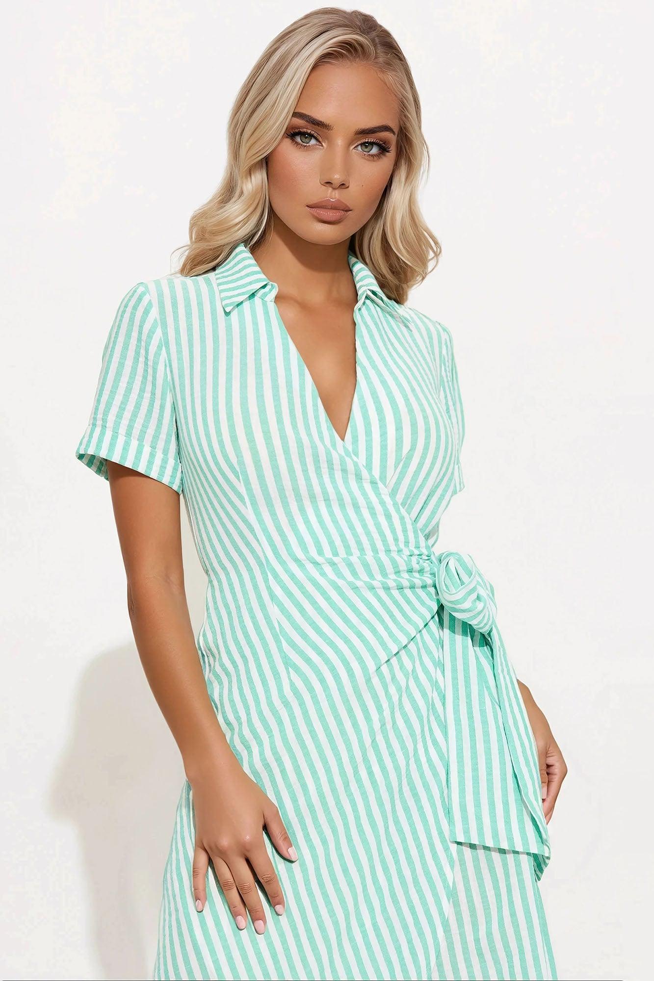 Tina Surplice Maxi Dress - Green/combo Product Image