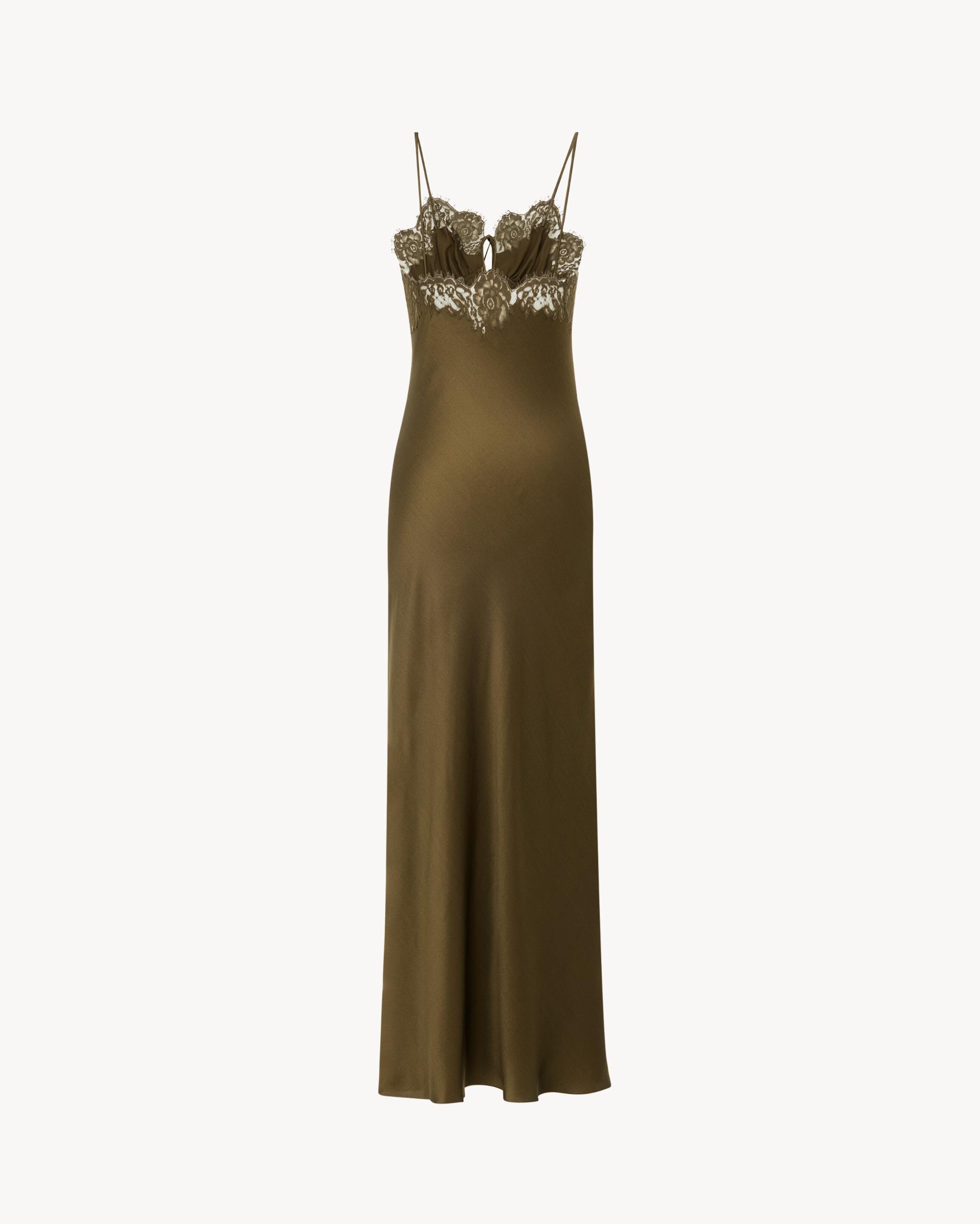 slip dress in silk satin and lace Product Image