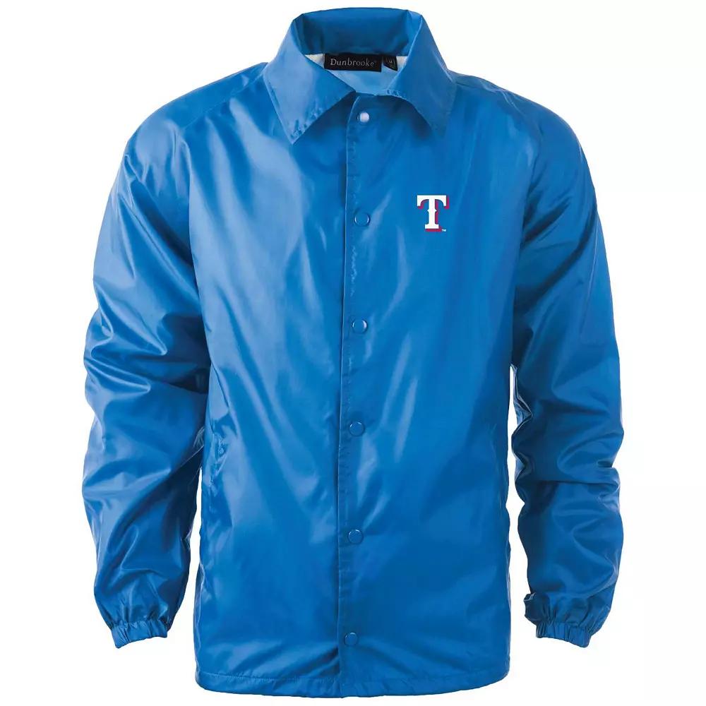 Men's Dunbrooke Royal Texas Rangers Coach's Raglan Full-Snap Windbreaker Jacket,  Product Image