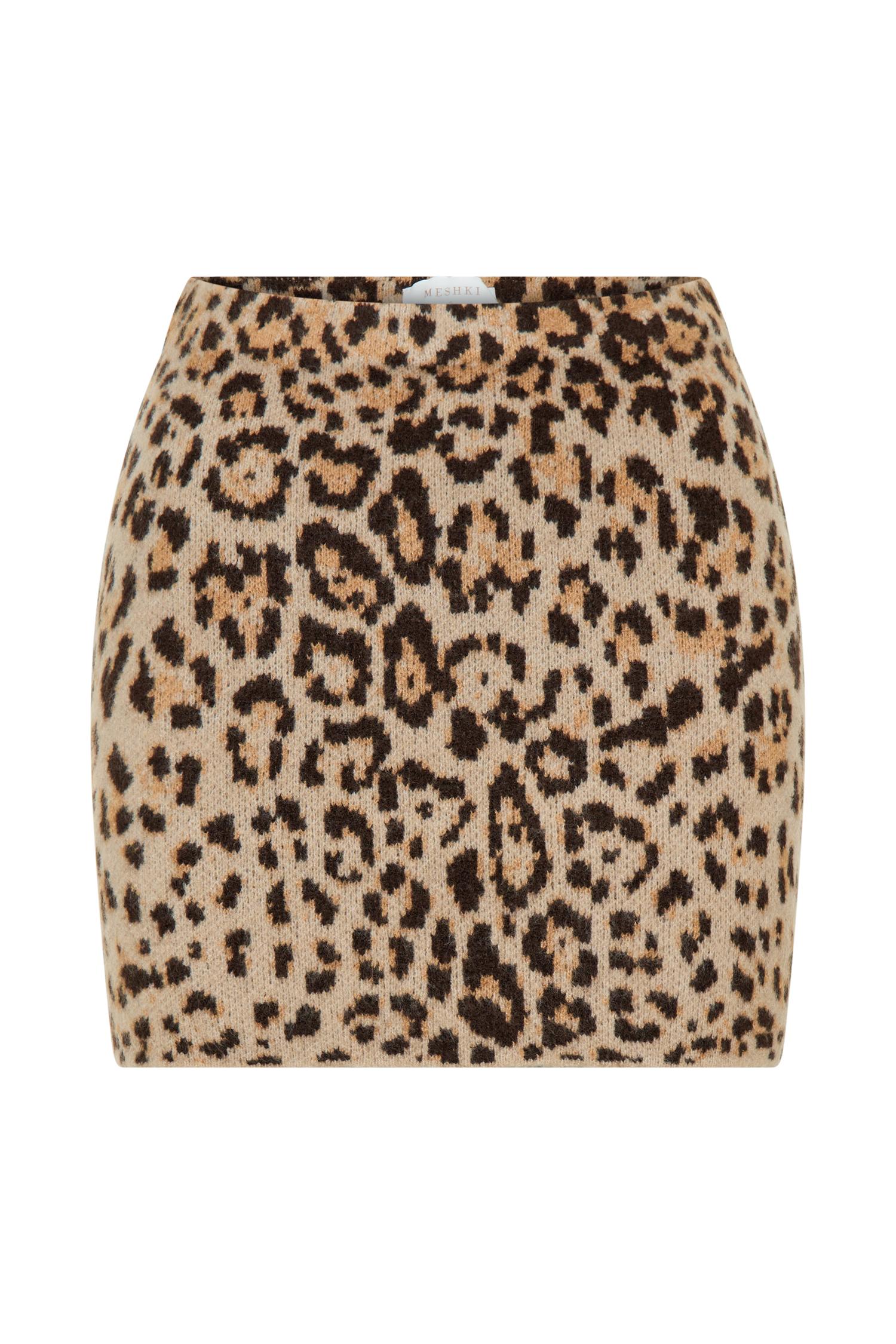 Marissa Knit Mini Skirt - Leopard Print Product Image
