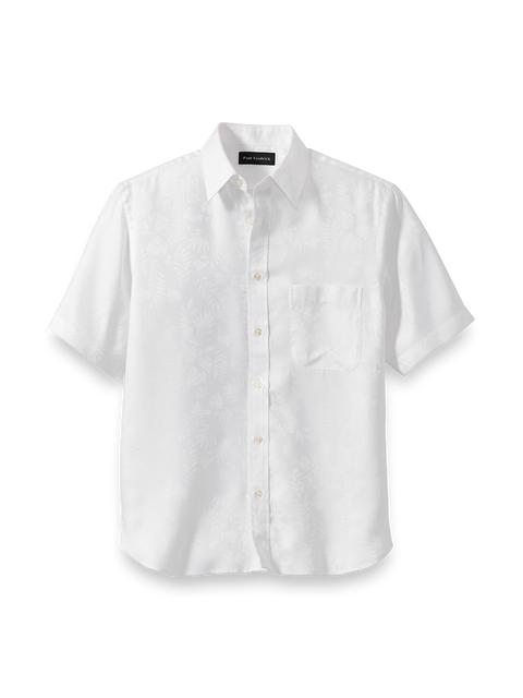 Lyocell Solid Jacquard Casual Shirt - White Product Image