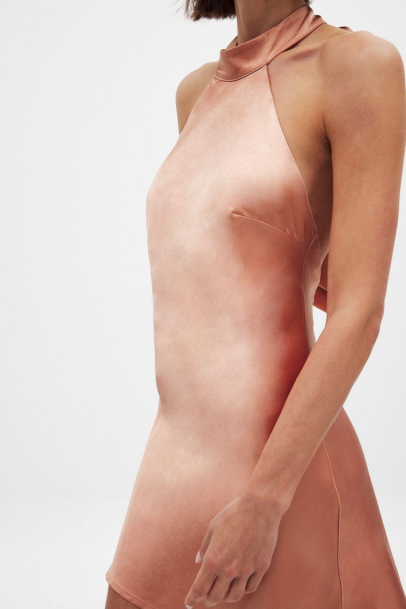 Hammered Satin Tie Back Mini Dress Product Image