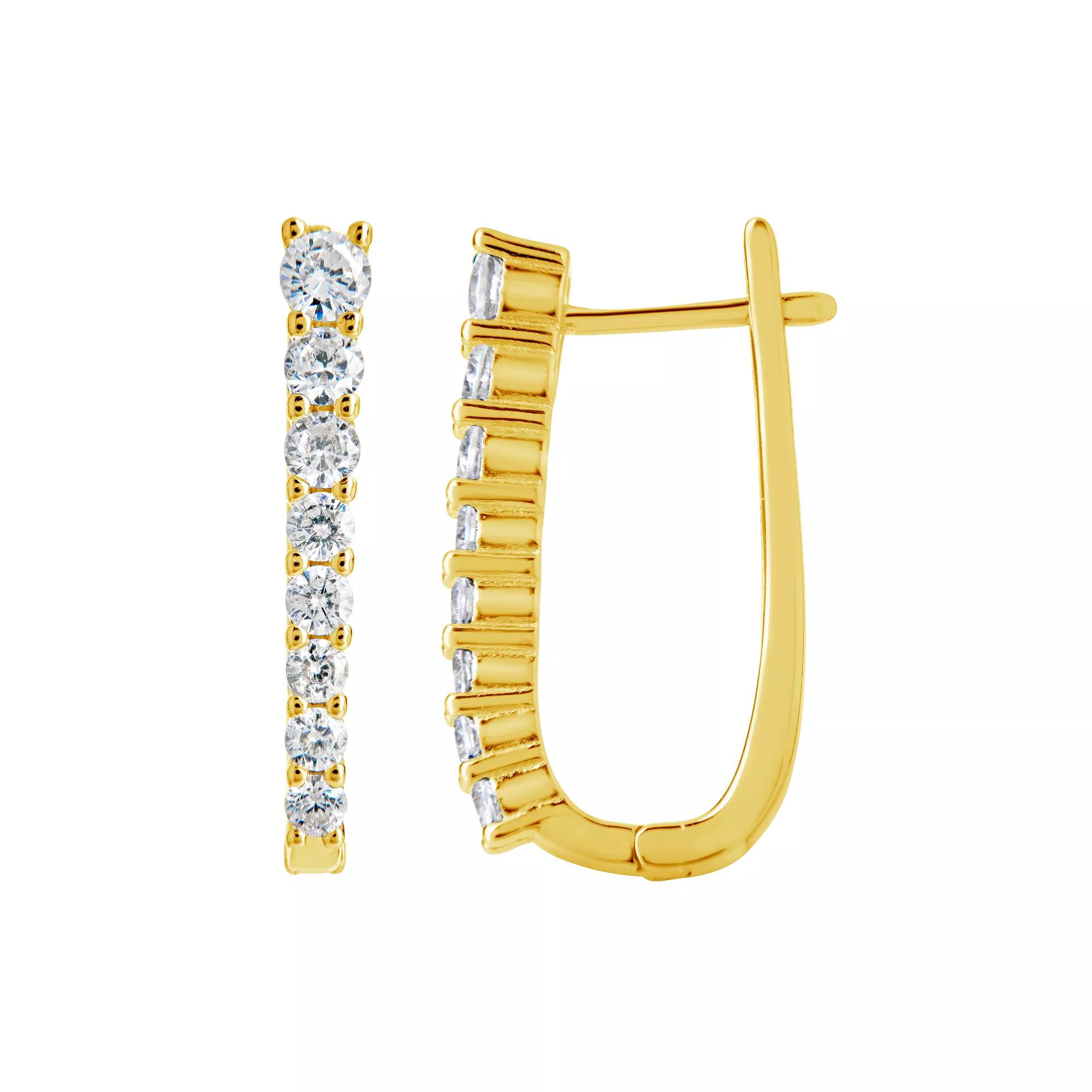 MC Collective Graduated Cubic Zirconia Long Hoop Earrings, Women's, Gold Tone Product Image