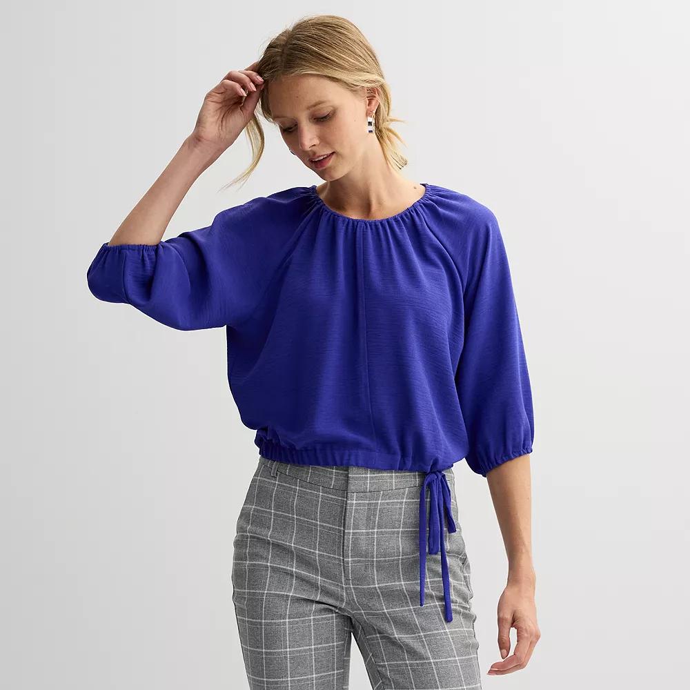 Petite Nine West Cinched Waist Top, Women's, Size: Large Petite, Archer Blue Product Image