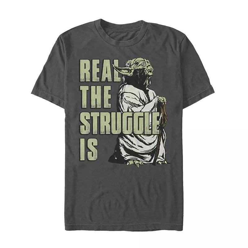 Men's Star Wars Yoda Real The Struggle Vintage Is Tee,  Product Image
