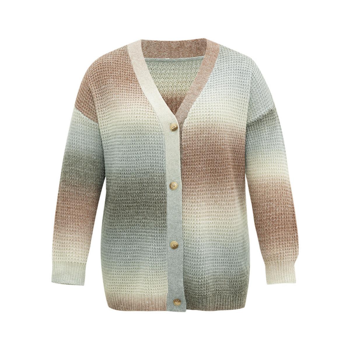 Plus Size Ombre Heather Button Fly Cardigan Multicolor Women Casual Loose Long Sleeve Dailywear Cardigans BloomChic 18-20/2X Product Image