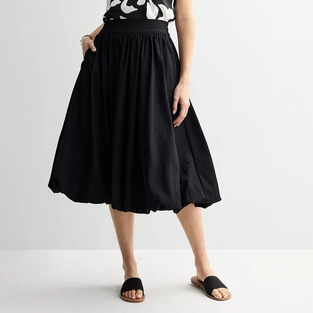 Women's Nine West High-Rise Bubble Midi Skirt, Size: XXL, Mineral Black Product Image