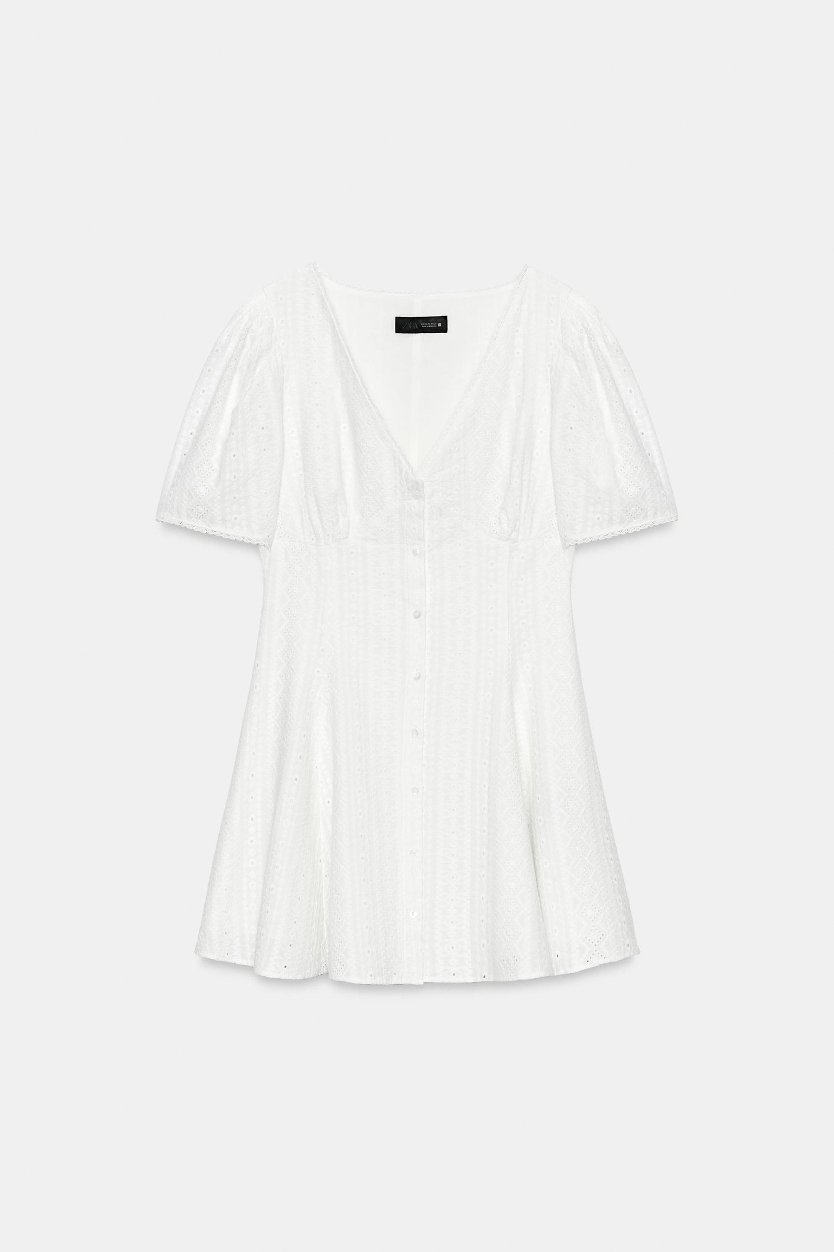 SHORT EMBROIDERED EYELET DRESS Product Image